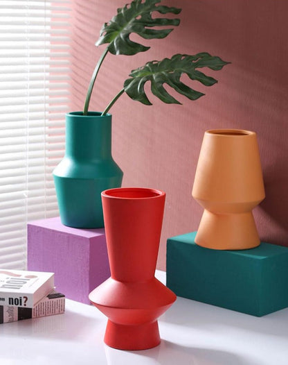 Handcrafted Bright Color Ceramic Flower Vase - Elegant Home Decor