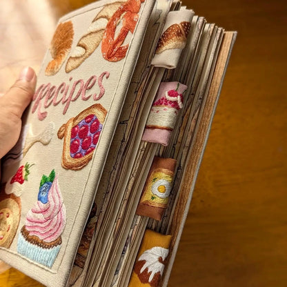 Hand-Embroidered Recipe Journal with Splash-Resistant Pages for Home Cooks & Meal Planning