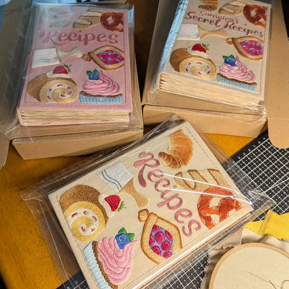 Hand-Embroidered Recipe Journal with Splash-Resistant Pages for Home Cooks & Meal Planning