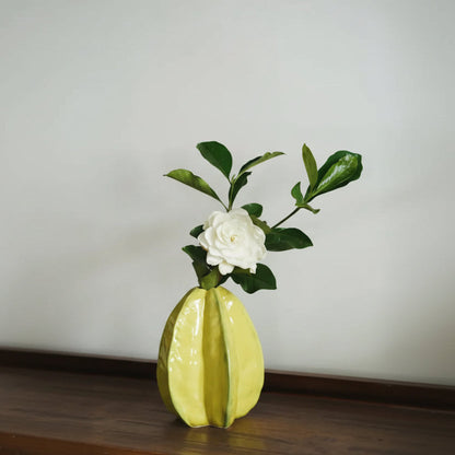 Handmade Ceramic Flower Vase in Unique Star Fruit Shape – Artistic Home Decor