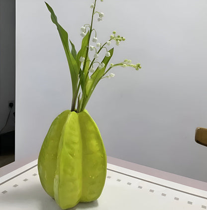 Handmade Ceramic Flower Vase in Unique Star Fruit Shape – Artistic Home Decor