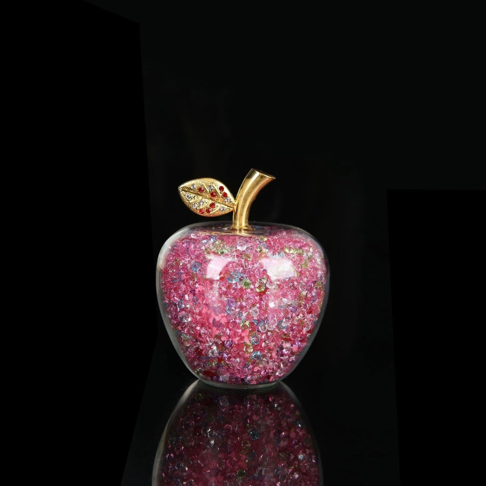 Figurine de pomme en cristal faite à la main – Élégante sculpture décorative en verre pour la maison et le bureau, petites tailles 2,4 po et grandes tailles 3,1 po