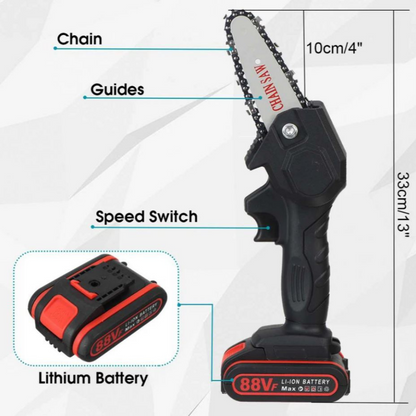 Lightweight Cordless Mini Chainsaw 1.5 lb Battery-Powered Pruner One-Handed Tree Trimmer for Garden Yard Landscaping Branch Cutting Home Out