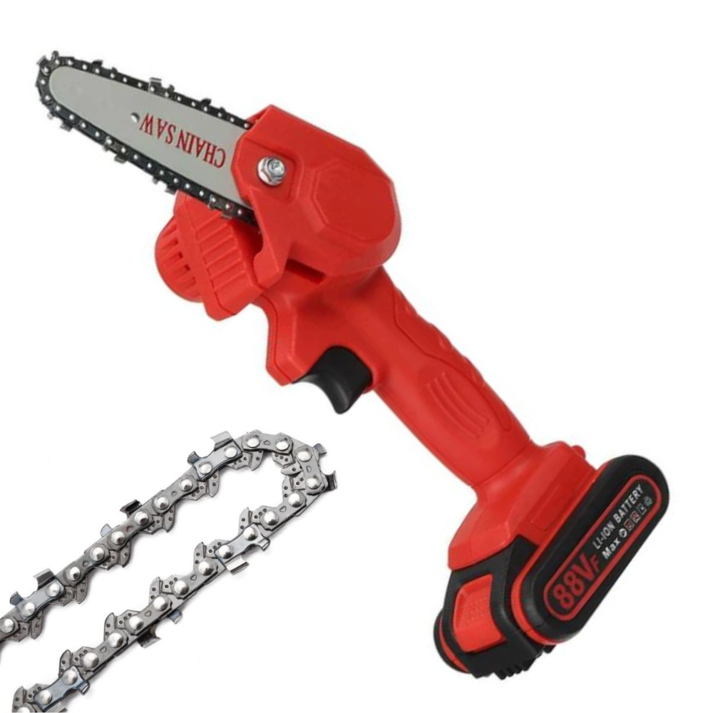Mini Cordless Electric Chainsaw for Pruning and Trimming Trees, 88V Battery-Powered Handheld Saw with 2 Batteries for Garden & Yard Work