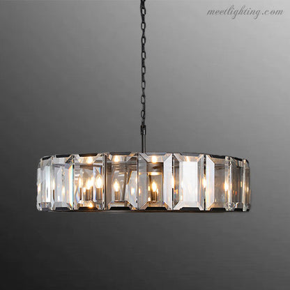 Round Crystal Chandelier 31 Inch 7-Light Fixture Iron Frame for Dining Room Foyer Entryway Living Room Bedroom Statement Lighting