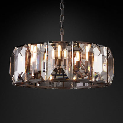 Round Crystal Chandelier 31 Inch 7-Light Fixture Iron Frame for Dining Room Foyer Entryway Living Room Bedroom Statement Lighting