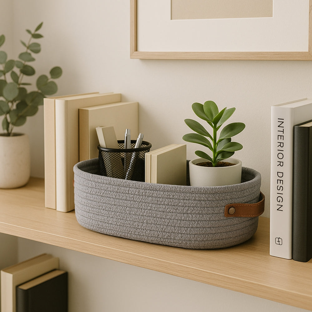 Harper Storage Basket Organizer - Durable Microfiber, Compact for Shelves