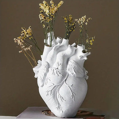 Ceramic Love Symbol Vessel for Blooms & Stems – Modern Tabletop Accent Piece – Holds Fresh or Faux Florals – Perfect for Mantel Nightstand