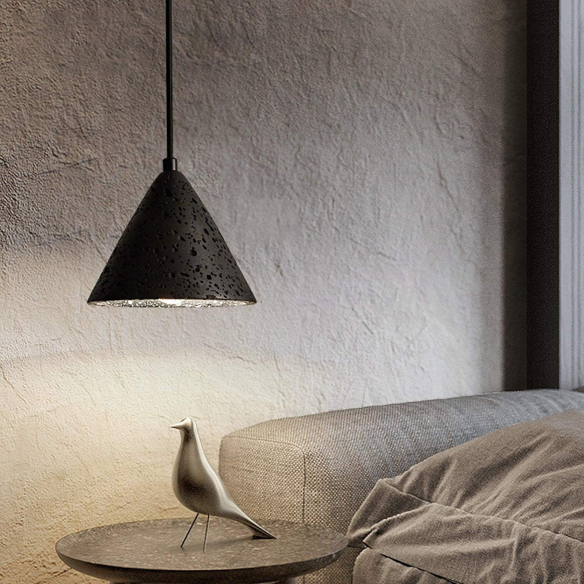 Stone Hanging Lamp E26 40W Natural Texture Overhead Light for Island Counter Breakfast Nook Focused Downlight