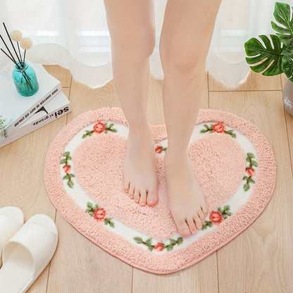 Haven Bath Mat - Heart-Shaped Soft Microfiber, Non-Slip Design