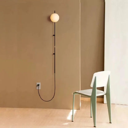 Plug-In Wall Sconce Light with Adjustable Arm for Bedroom Living Room Hallway Office Black White Modern Minimalist Reading Lamp Fixture Easy