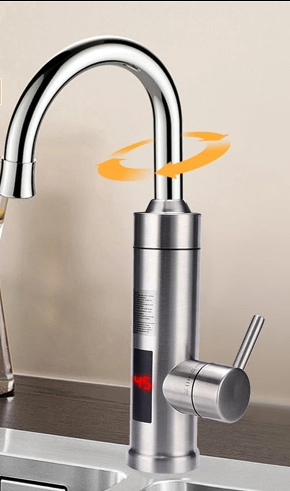Instant Hot Water Faucet with Digital Temperature Display – Touchless Sensor Kitchen Tap, 3000W Electric Water Heater, Stainless Steel