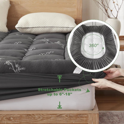 Surmatelas en bambou matelassé ultra doux, rafraîchissant, pour lit simple, queen ou king, surmatelas non toxique pour usage hôtelier