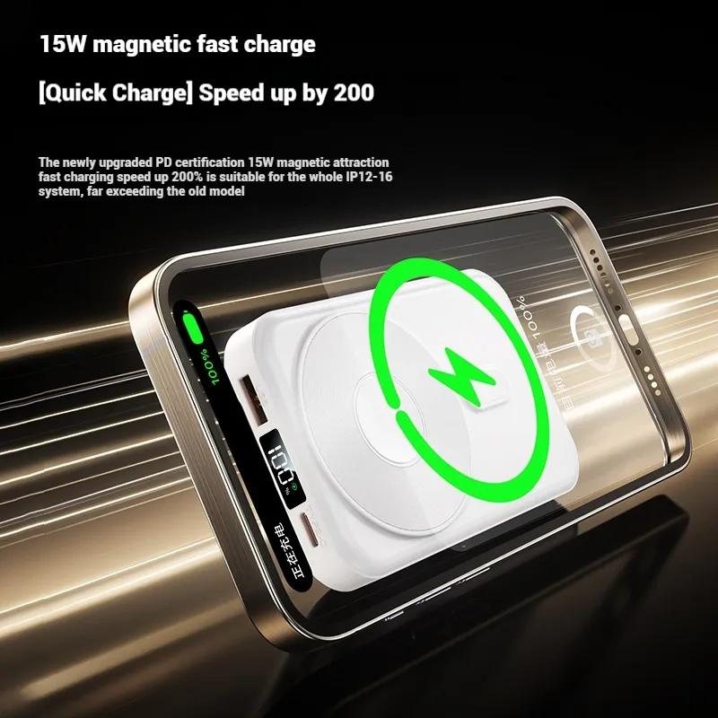 Chargeur portable avec support, batterie externe portable pour iPhone, Samsung et Android, chargeur de téléphone portable avec écran