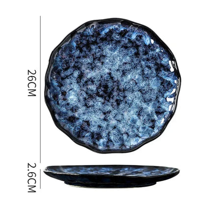 Service de vaisselle en céramique, ensemble de 10 pièces au motif bleu céleste pour dîners de famille, repas décontractés, réceptions formelles, indispensable de cuisine