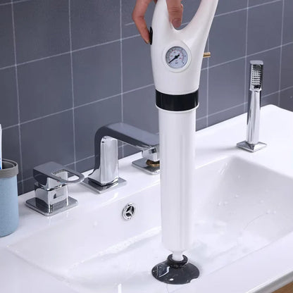 Pneumatic Drain Blaster Tool Kit for Sinks Toilets Tubs | Professional Pressure Pump Clog Remover System with 3 Nozzles | Unclogs Drains
