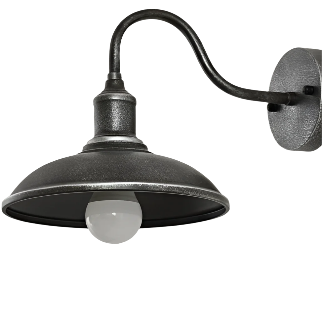 Exterior Iron Sconce Fixture 15 in Black Downlight Bowl Shade for Front Door Patio Walkway Farmhouse Vintage