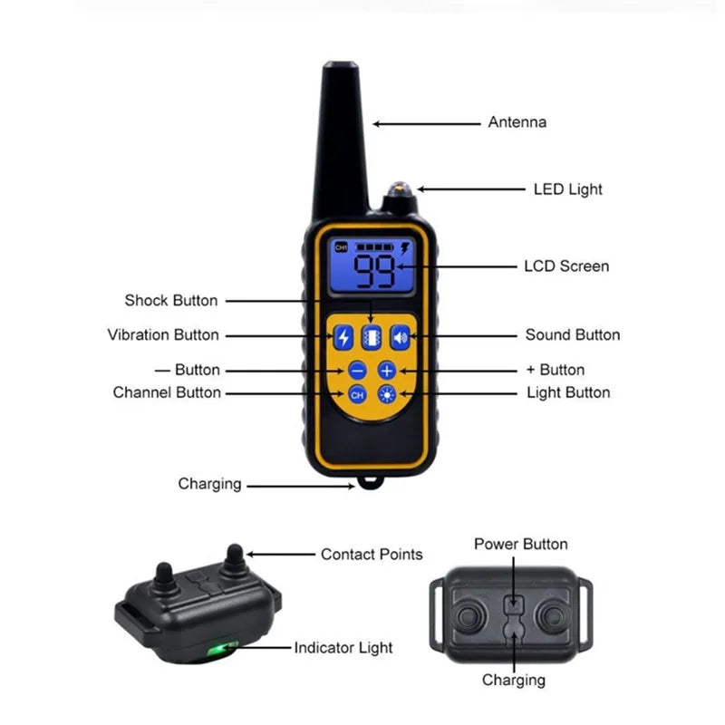 Rechargeable Remote Dog Training Collar with Vibration & Sound Modes – Waterproof E-Collar for All Breeds, 2600 ft Range