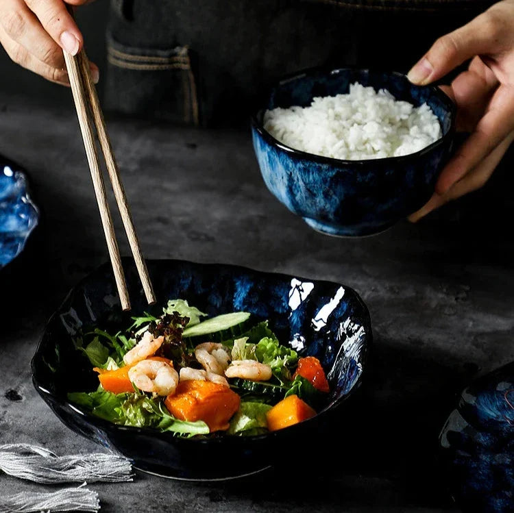 Service de vaisselle en céramique, ensemble de 10 pièces au motif bleu céleste pour dîners de famille, repas décontractés, réceptions formelles, indispensable de cuisine