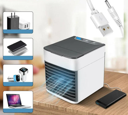 Rafraîchisseur d'air portable | Ventilateur rafraîchisseur évaporatif 3-en-1 avec lumière LED | Conception légère pour un air frais et un confort optimal
