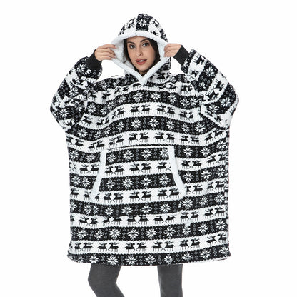 Oversized Wearable Blanket Hoodie with Pocket – Soft Fleece Throw for Couch & Bed – One Size Adults & Teens
