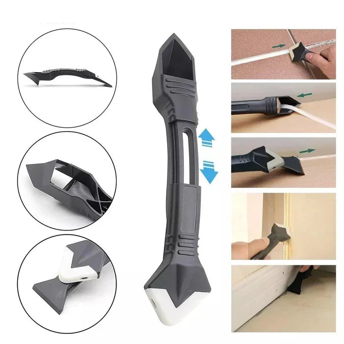 Silicone Caulk Finishing Tool Kit 3-in-1 Scraper Smoother Remover for Bathroom Kitchen Tile Grout Sealing Corner Edge Cleanup Home Repair