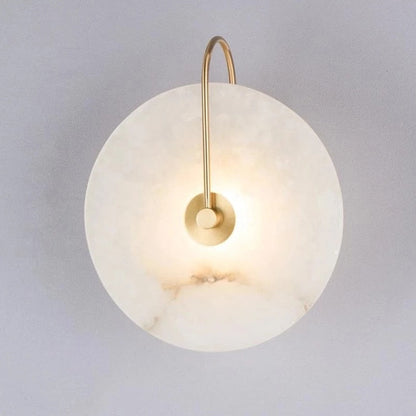 Circular Wall Sconce with Natural Stone & Energy-Efficient LED for Living Room, Bedroom, Hallway