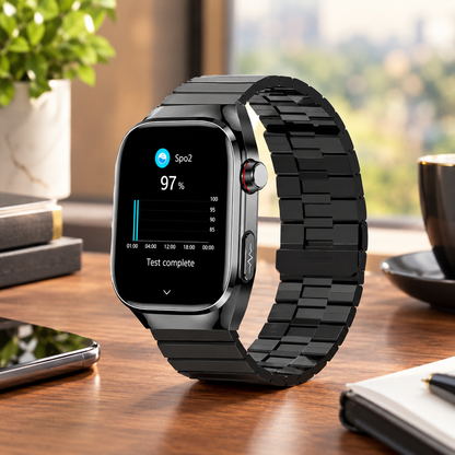 Health Monitor Smartwatch | Blood Sugar & ECG Tracking with AMOLED Display | 15-Day Battery Life