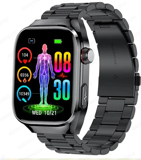 Suivi de santé | Montre connectée avec surveillance de la glycémie et ECG | Écran tactile AMOLED pour un bien-être complet