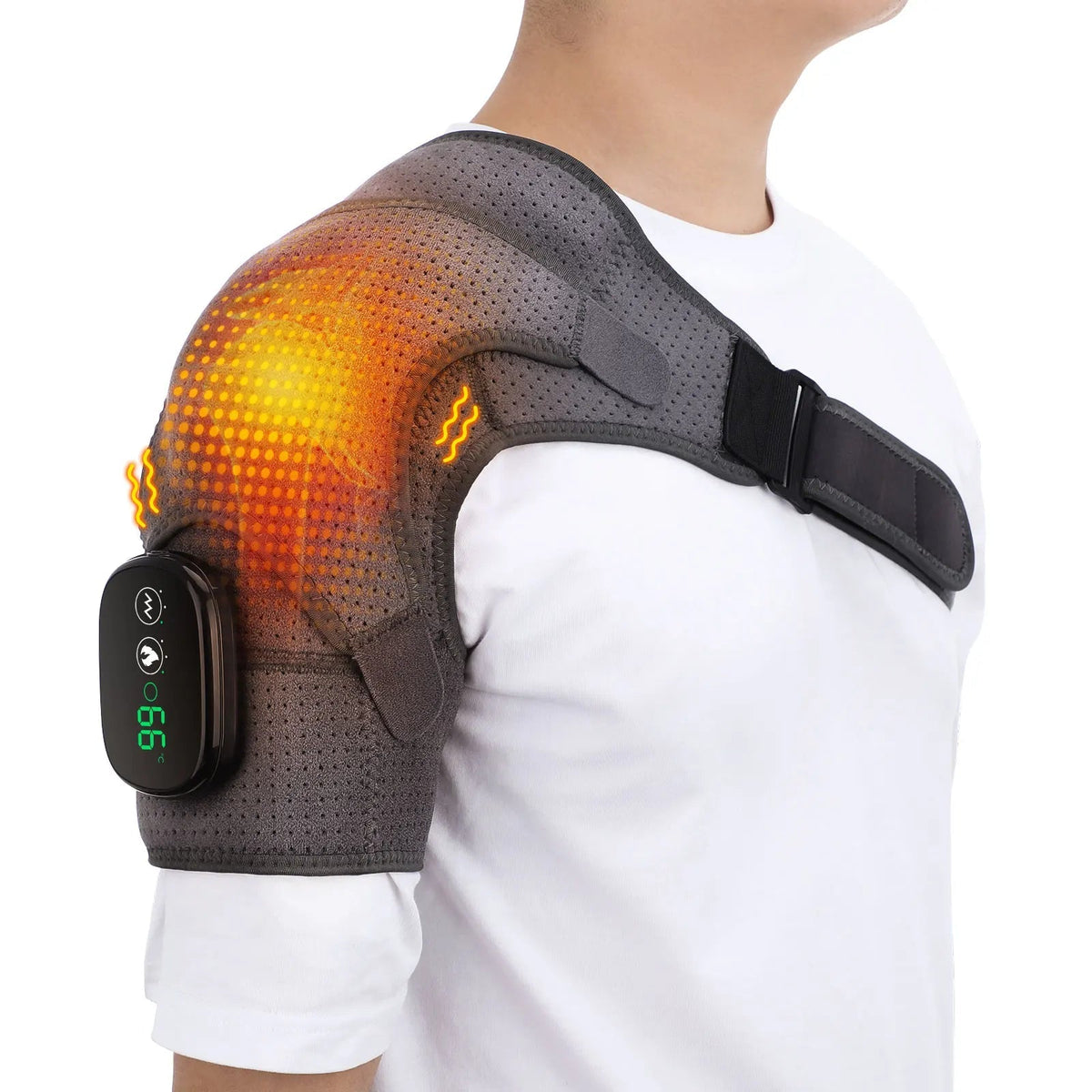 Electric Heating Pad for Shoulder with Vibration, Cordless Heating Pad with Adjustable Heat, Heated Shoulder Brace