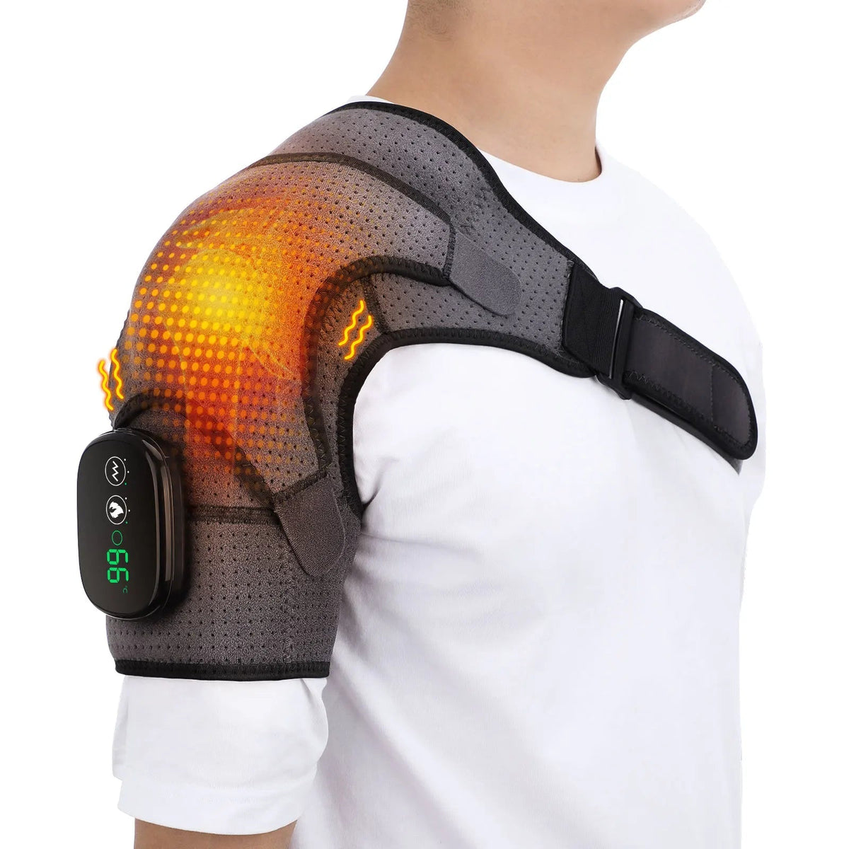 Electric Heating Pad for Shoulder with Vibration, Cordless Heating Pad with Adjustable Heat, Heated Shoulder Brace
