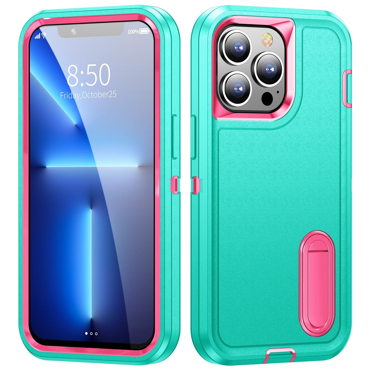 Rugged iPhone Case with Kickstand & Reinforced Corners for 14-17 Series | Drop Protection Armor Cover
