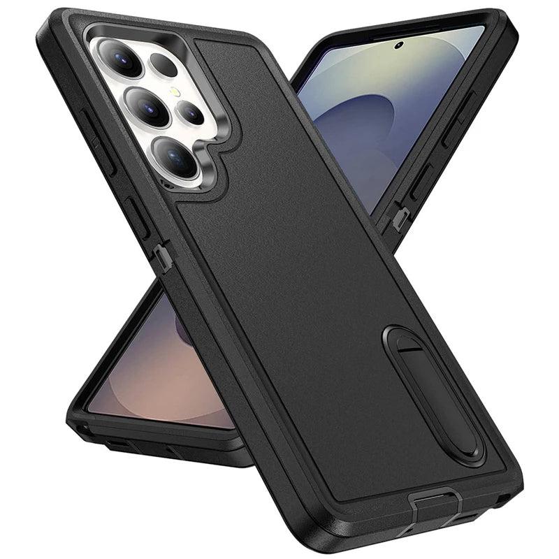 Rugged Armor Phone Case for Samsung Galaxy with Built-In Kickstand & Camera Protection | Military Grade Impact Resistant Cover
