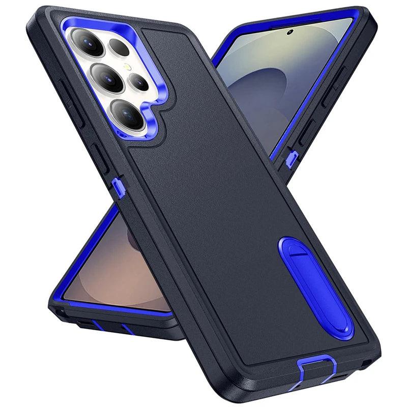 Rugged Armor Phone Case for Samsung Galaxy with Built-In Kickstand & Camera Protection | Military Grade Impact Resistant Cover