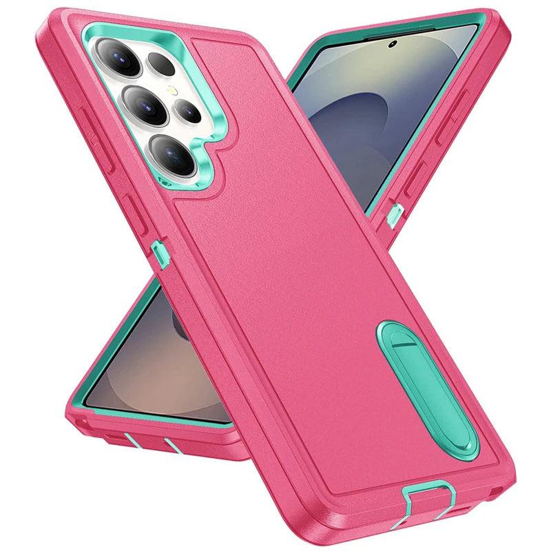 Rugged Armor Phone Case for Samsung Galaxy with Built-In Kickstand & Camera Protection | Military Grade Impact Resistant Cover
