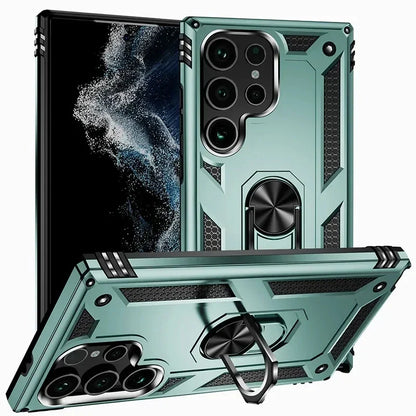 Samsung Galaxy Rugged Case with Ring Stand & Magnetic Mount – Shockproof Hard Shell Cover for Daily Drop Protection