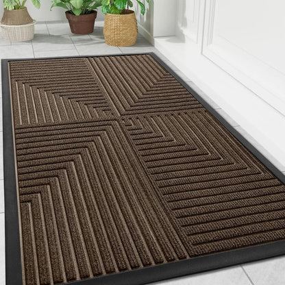 Heavy-Duty Entrance Mat with Striped Design – Waterproof Rubber-Backed Runner for Mudroom, Foyer & Hallway – Easy-Clean Indoor Door Mat