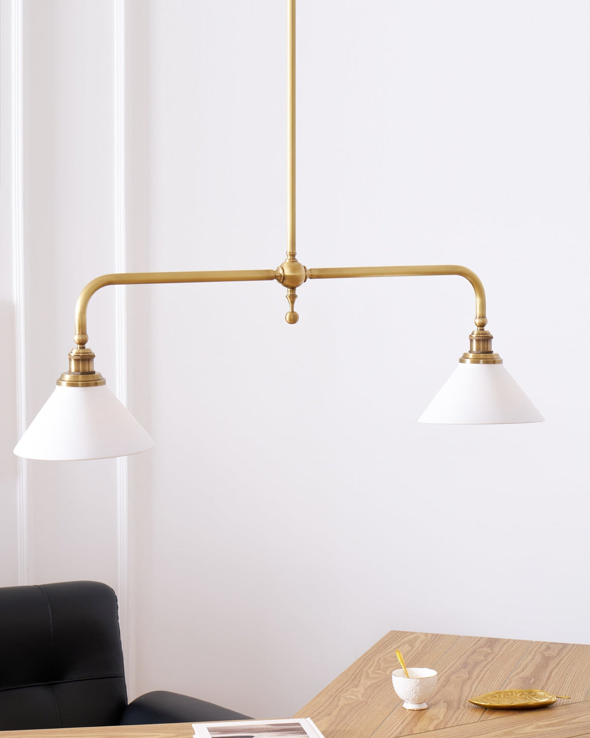 Dual-Head Island Pendant Light with Adjustable Height – Aluminum & Ceramic Shades for Kitchen, Dining Room & Living Space – Dimmable LED Fix