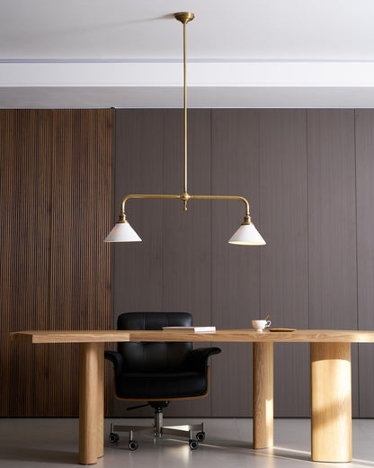Dual-Head Island Pendant Light with Adjustable Height – Aluminum & Ceramic Shades for Kitchen, Dining Room & Living Space – Dimmable LED Fix