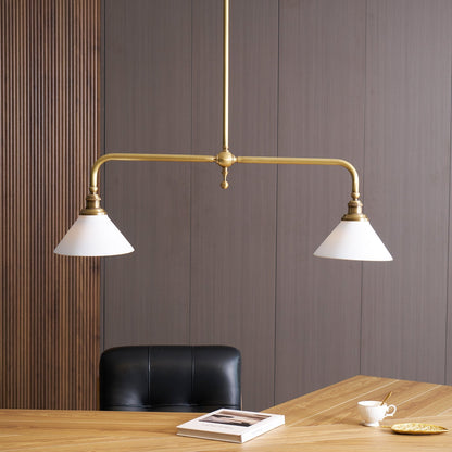 Dual-Head Island Pendant Light with Adjustable Height – Aluminum & Ceramic Shades for Kitchen, Dining Room & Living Space – Dimmable LED Fix