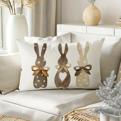 Hemp Bunny Cushion Cover - Eco-Friendly, Whimsical Design for Sofa