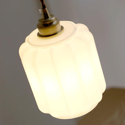 Glass Globe Hanging Light with Adjustable Cord White Brass Ceiling Fixture for Bedroom Dining Room Kitchen Island Brass Finish 6 Inch Pendan