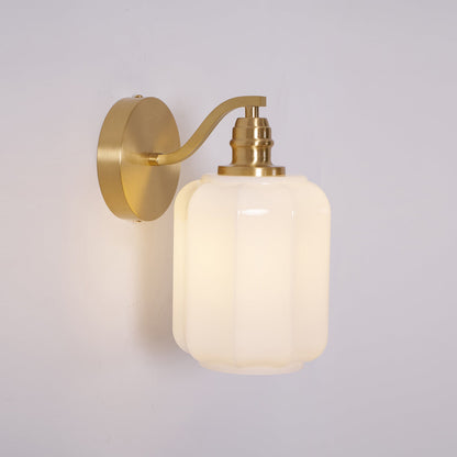 Indoor Sconce Light with Milky Shade and Antique Metal Frame for Hallway Bedroom Living Room Entryway Ambient Glow Fixture 9.8 in Tall
