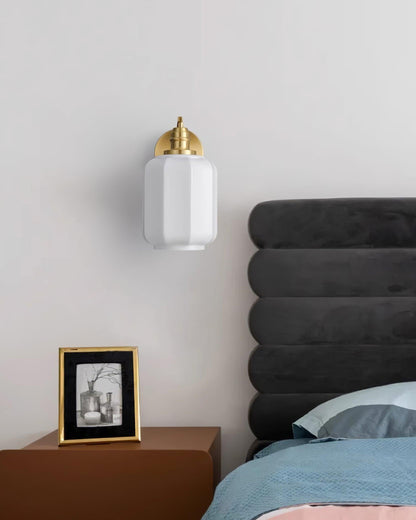 Indoor Sconce Light with Milky Shade and Antique Metal Frame for Hallway Bedroom Living Room Entryway Ambient Glow Fixture 9.8 in Tall