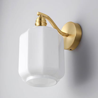 Indoor Sconce Light with Milky Shade and Antique Metal Frame for Hallway Bedroom Living Room Entryway Ambient Glow Fixture 9.8 in Tall