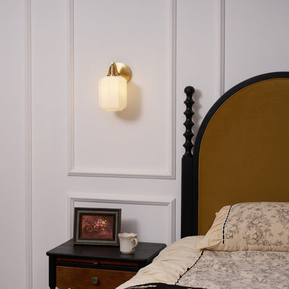 Indoor Sconce Light with Milky Shade and Antique Metal Frame for Hallway Bedroom Living Room Entryway Ambient Glow Fixture 9.8 in Tall