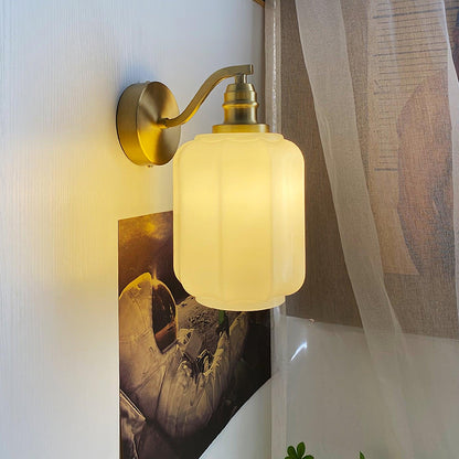 Indoor Sconce Light with Milky Shade and Antique Metal Frame for Hallway Bedroom Living Room Entryway Ambient Glow Fixture 9.8 in Tall