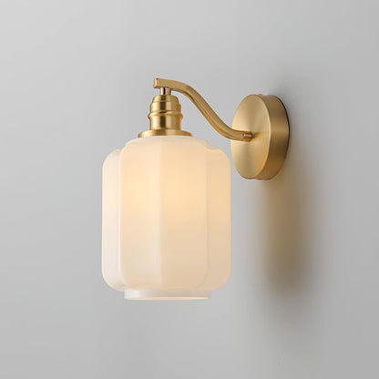 Indoor Sconce Light with Milky Shade and Antique Metal Frame for Hallway Bedroom Living Room Entryway Ambient Glow Fixture 9.8 in Tall