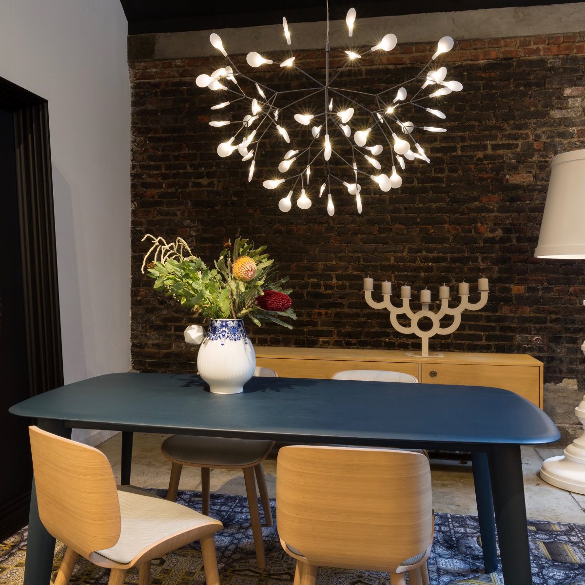 Plafonnier LED branche organique en métal blanc et acrylique pour salle à manger à hauts plafonds, lustre moderne décoratif, dimmable, ajustable, S
