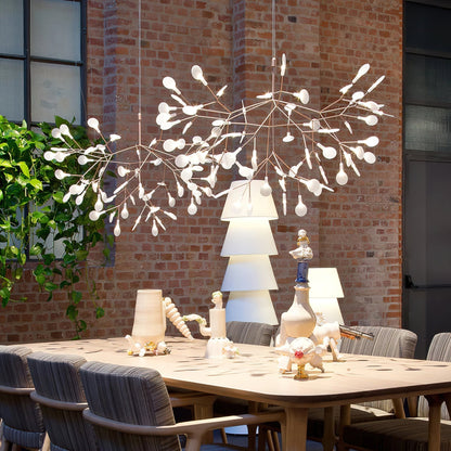 Plafonnier LED branche organique en métal blanc et acrylique pour salle à manger à hauts plafonds, lustre moderne décoratif, dimmable, ajustable, S